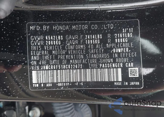 JHMCR6F51HC022672: 43058554