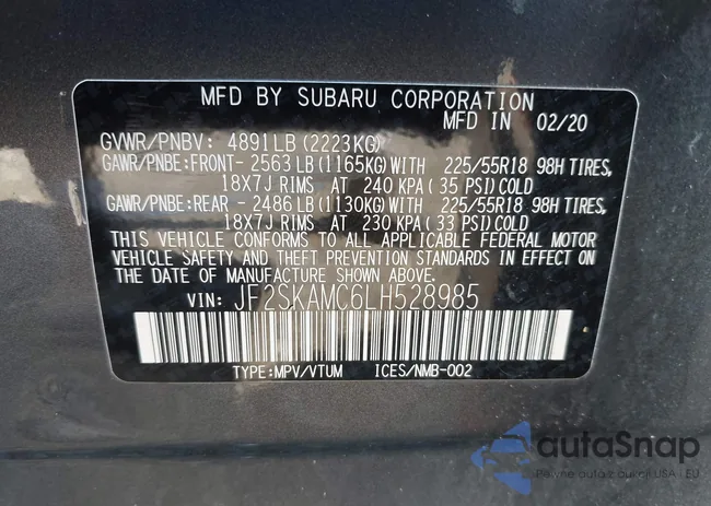 JF2SKAMC6LH528985: 43057989