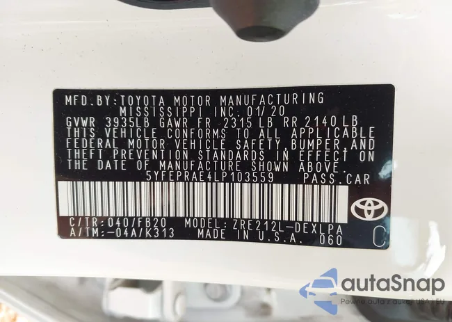 5YFEPRAE4LP103559: 43058006