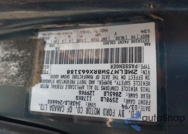 2MELM75W8RX663188: 43058073