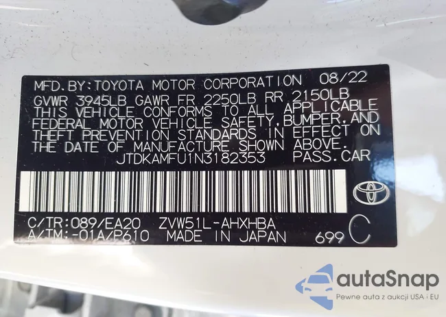 JTDKAMFU1N3182353: 43059327