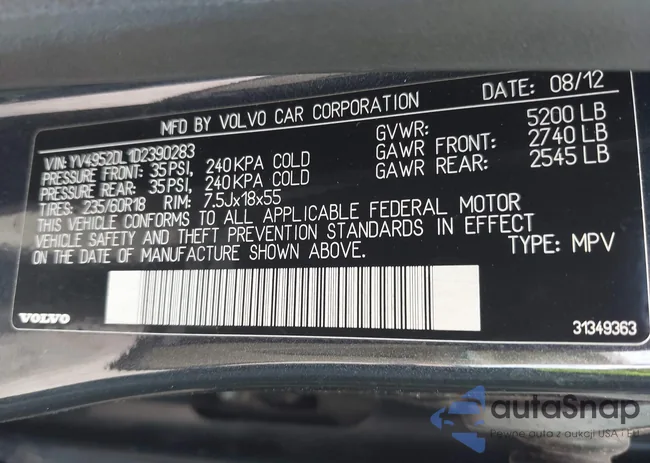 YV4952DL1D2390283: 43059393