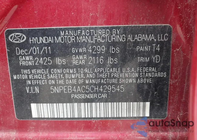 5NPEB4AC5CH429545: 43059409