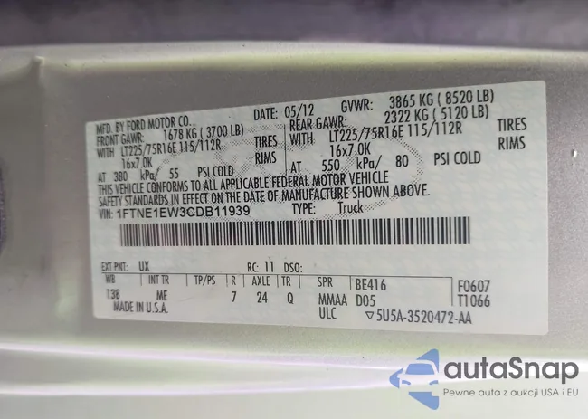 1FTNE1EW3CDB11939: 43059495