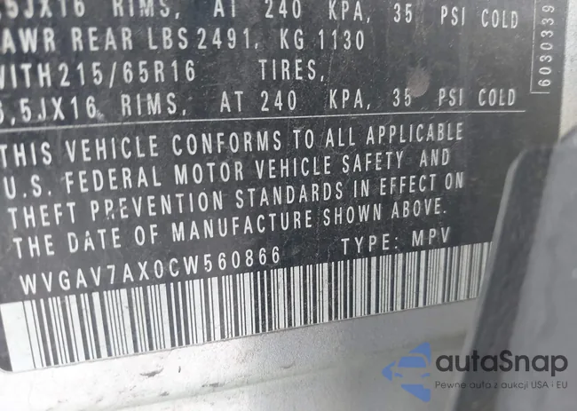 WVGAV7AX0CW560866: 43059530