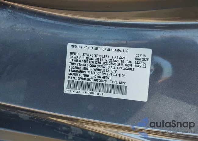 5FNRL6H72KB006129: 43059734