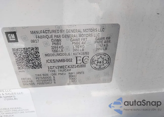 1GTV2MECXJZ145800: 43058804