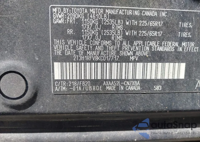 2T3H1RFV8KC017717: 43058823