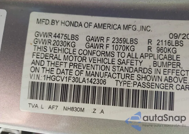 1HGCV1F30LA142306: 43058901