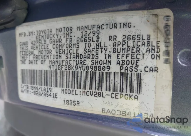 4T1BF28K9YU098809: 43058944