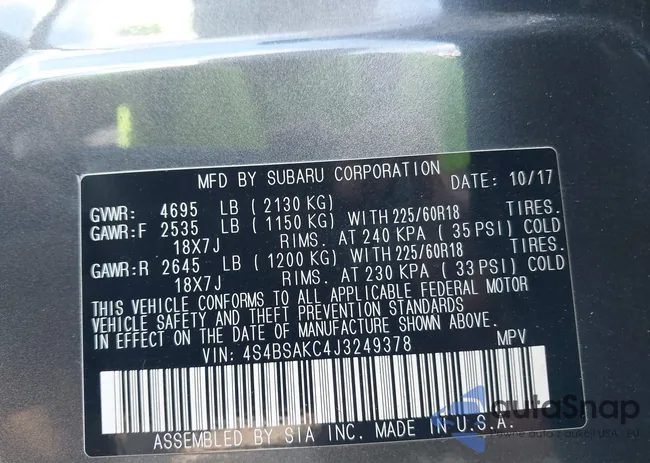 4S4BSAKC4J3249378: 43058962