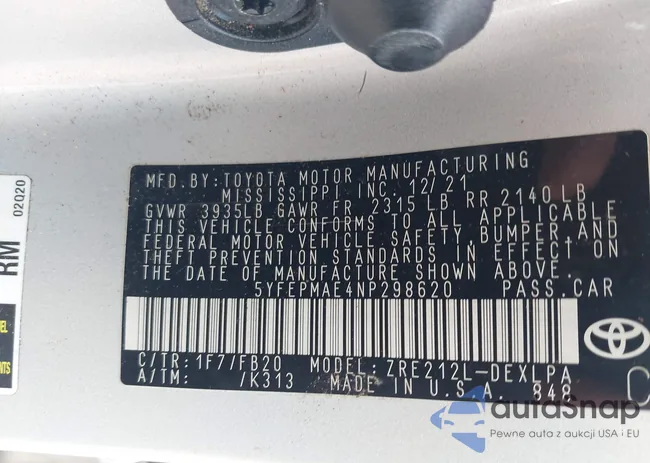 5YFEPMAE4NP298620: 43059106