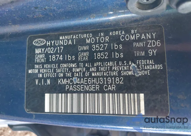 KMHCT4AE6HU319182: 43060206