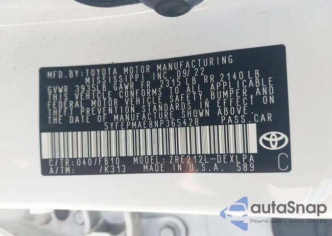 5YFEPMAE8NP365428: 43060227