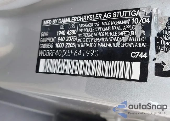 WDBRF40JX5F641990: 43060288