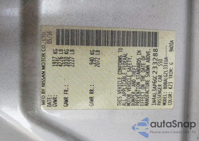 1N4AL3AP6GC233288: 43060393