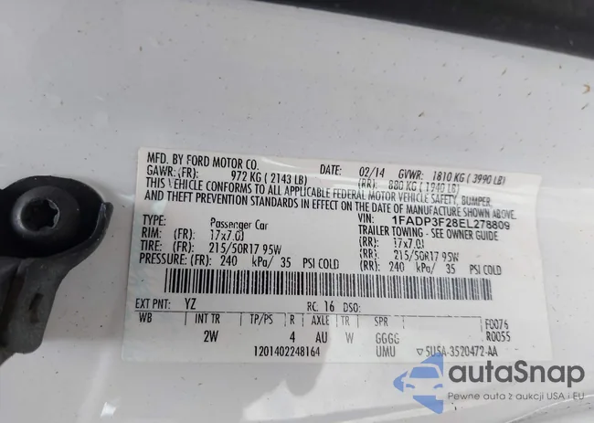 1FADP3F28EL278809: 43060537