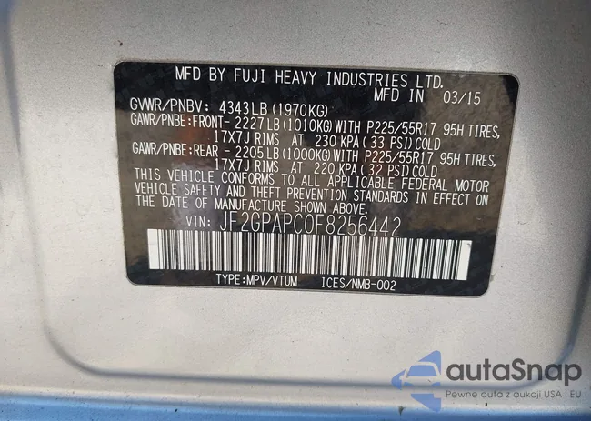 JF2GPAPC0F8256442: 43060588