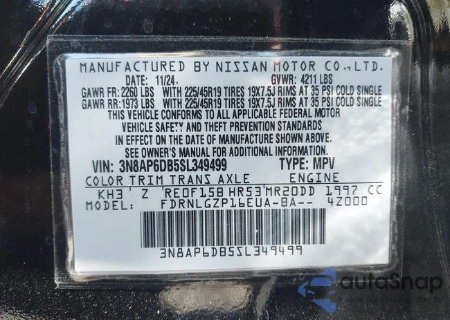 3N8AP6DB5SL349499: 43060742