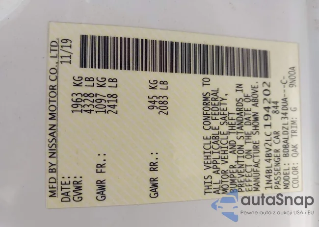 1N4BL4BV2LC194202: 43060752