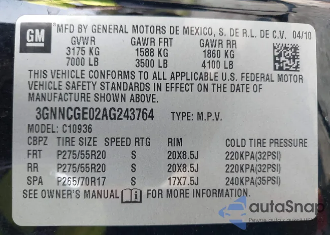 3GNNCGE02AG243764: 43059799