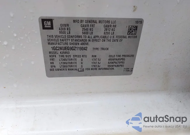 1GC2KUEG9GZ119042: 43059995