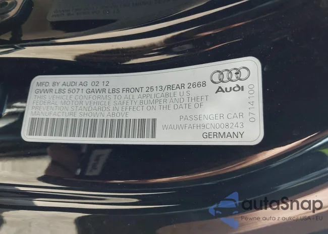 WAUWFAFH9CN008243: 43060103