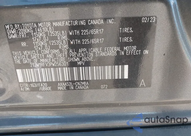 2T3W1RFV3PW256301: 43060159