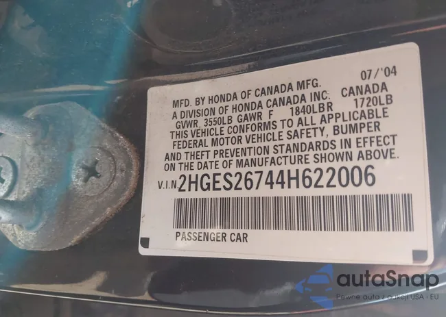 2HGES26744H622006: 43061270