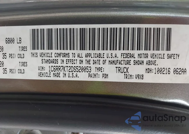 1C6RR7KT2DS520053: 43061343