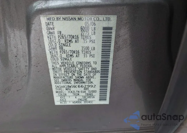 5N1AR18W56C662992: 43061488