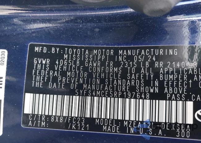 5YFS4MCE5RP197648: 43061525