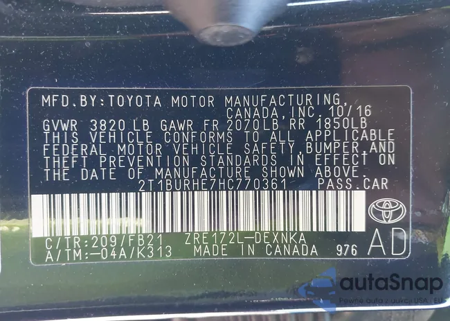 2T1BURHE7HC770361: 43061568