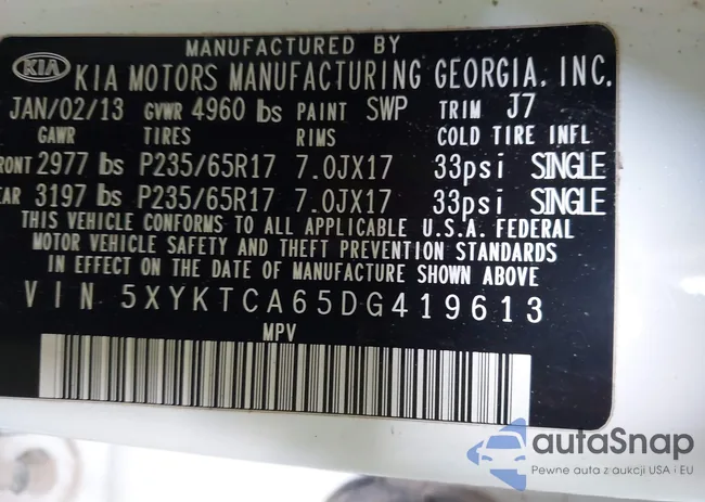 5XYKTCA65DG419613: 43061617