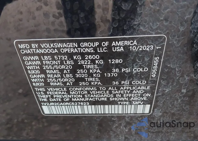 1V2JR2CA0RC527623: 43061674