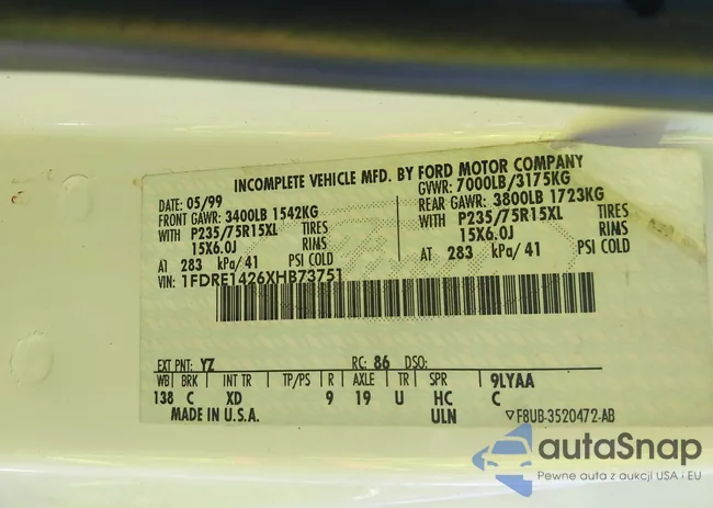 1FDRE1426XHB73751: 43061707