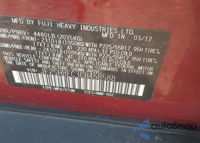 JF2SHBEC3CH458588: 43061780