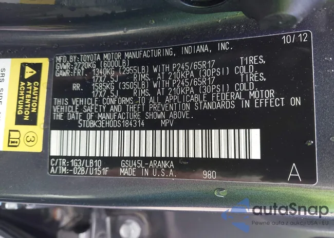 5TDBK3EH0DS184314: 43060858