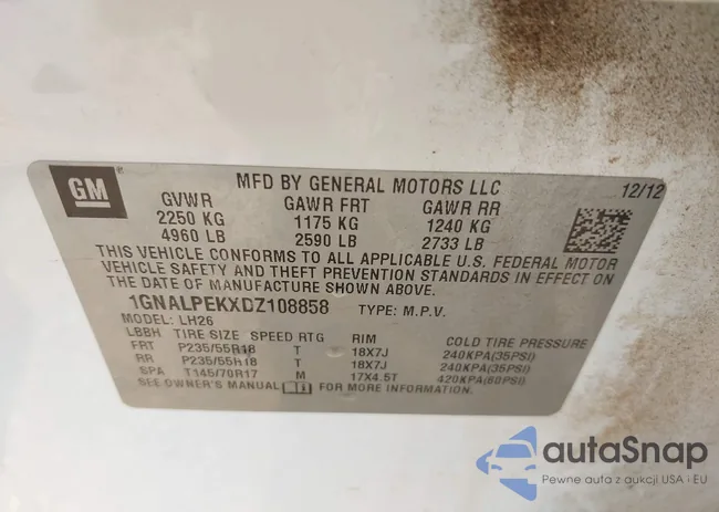 1GNALPEKXDZ108858: 43060866