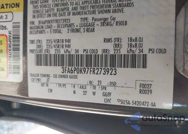 3FA6P0K97FR273923: 43062277