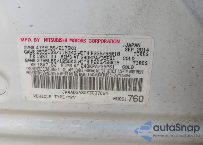 JA4AD3A30FZ007094: 43062293