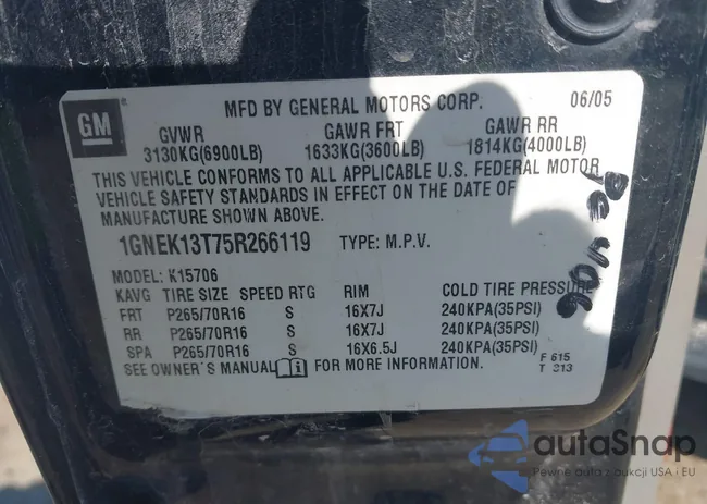 1GNEK13T75R266119: 43062433