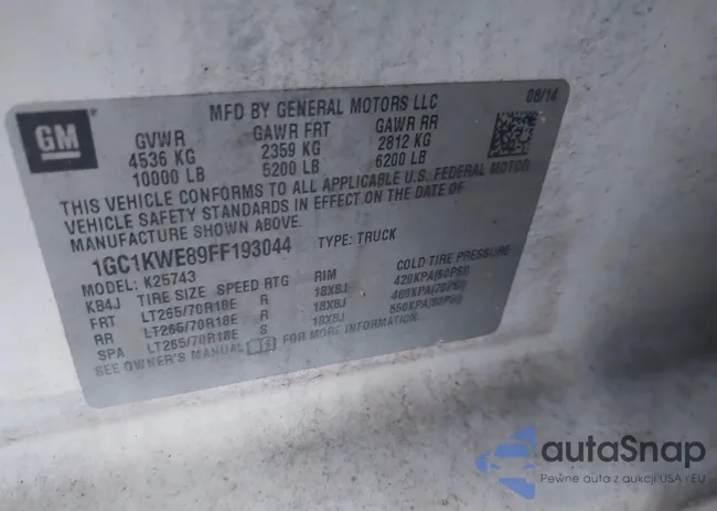 1GC1KWE89FF193044: 43062495