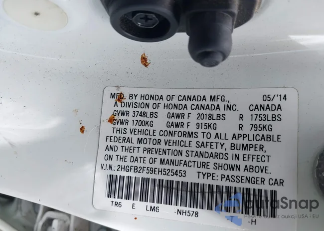 2HGFB2F59EH525453: 43062587