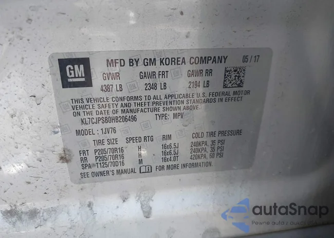 KL7CJPSB0HB206496: 43062747