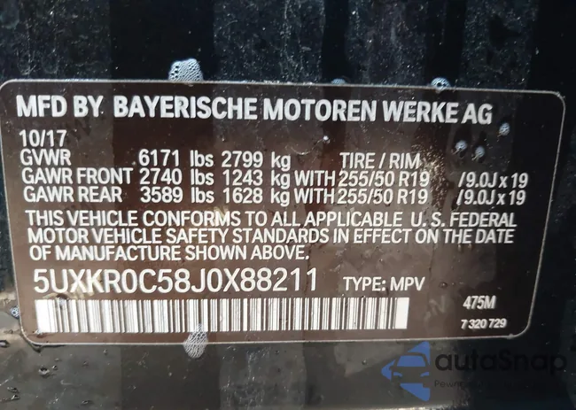 5UXKR0C58J0X88211: 43061941