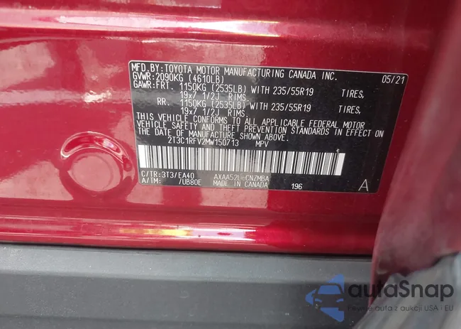 2T3C1RFV2MW150713: 43061948