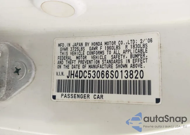 JH4DC53066S013820: 43062060