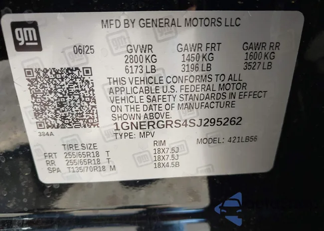 1GNERGRS4SJ295262: 43062091