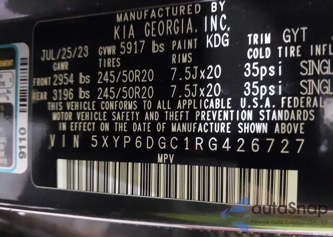 5XYP6DGC1RG426727: 43062111